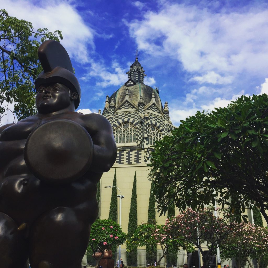 Botero Sculpture with Palacio de la Cultura