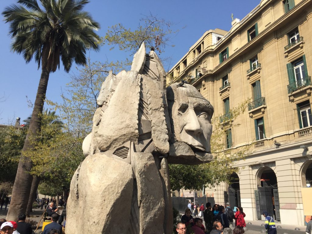 Statue in Santiago Plaza de Armas