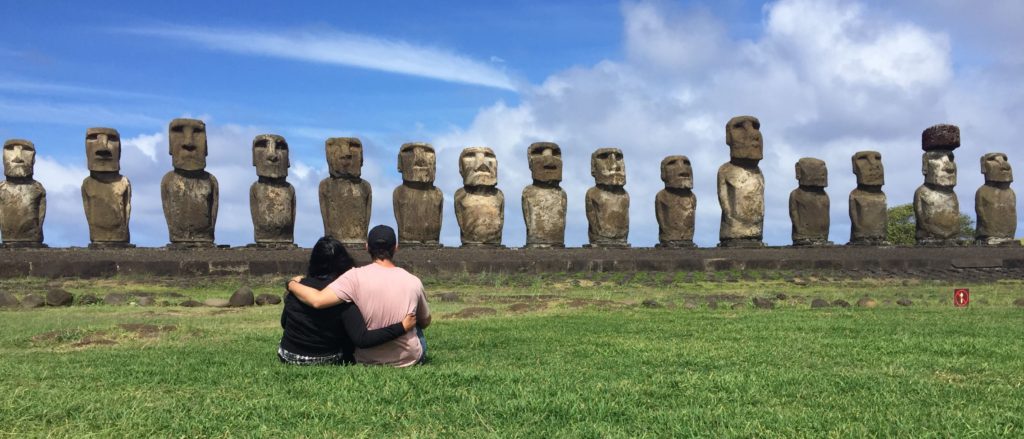 Cute couple picture Tongariki Easter Island