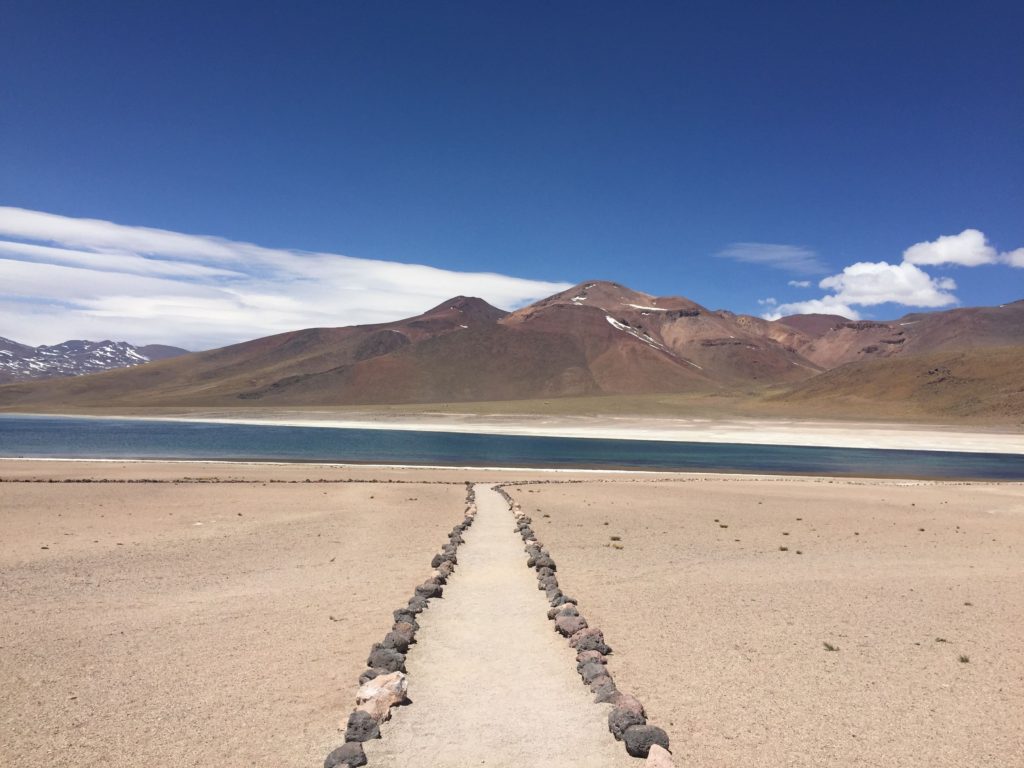 Path leading to lake Miscanti Atacama Chile