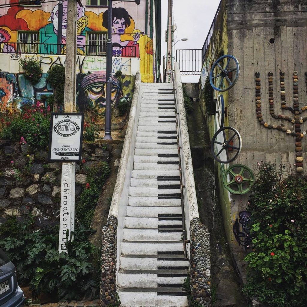 Piano stairs Valparaiso Chile