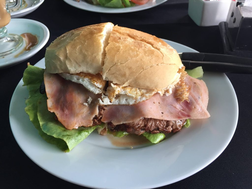 Chivito sandwich at El Tinkal Montevideo