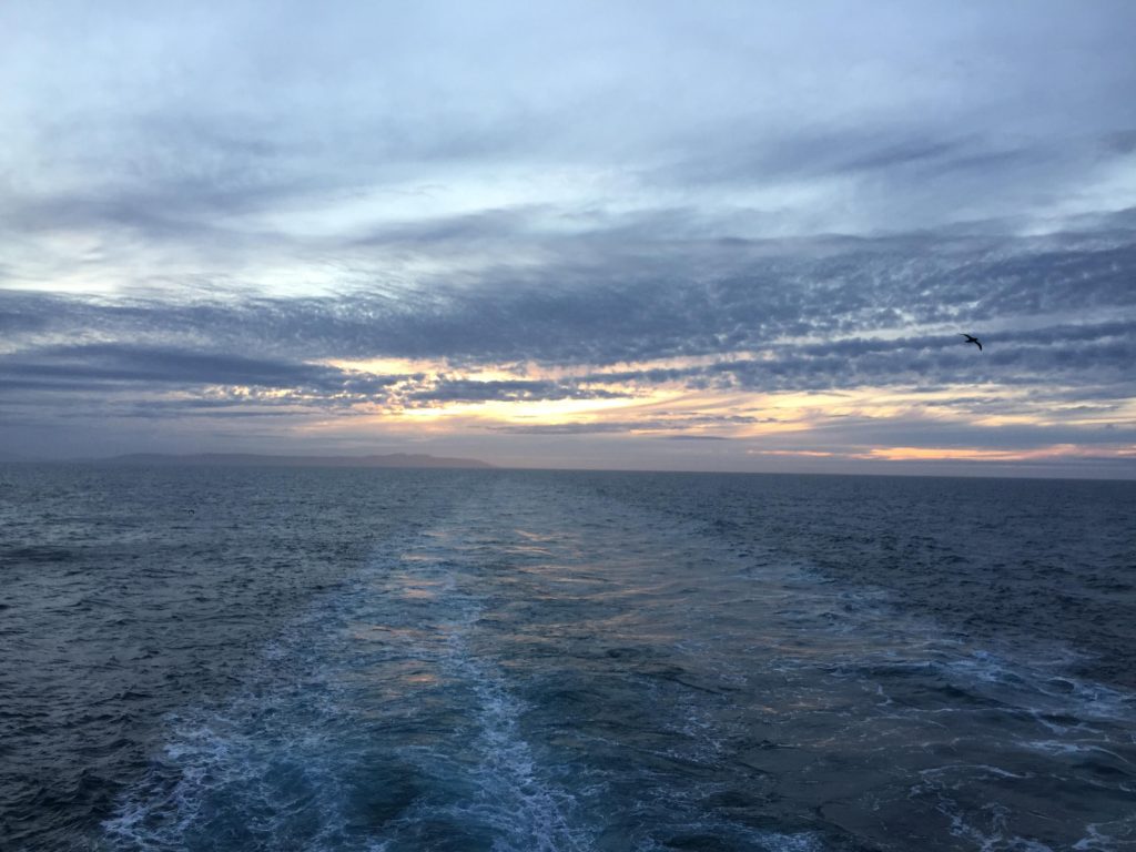 Cloudy sunset on Midnatsol Hurtigruten