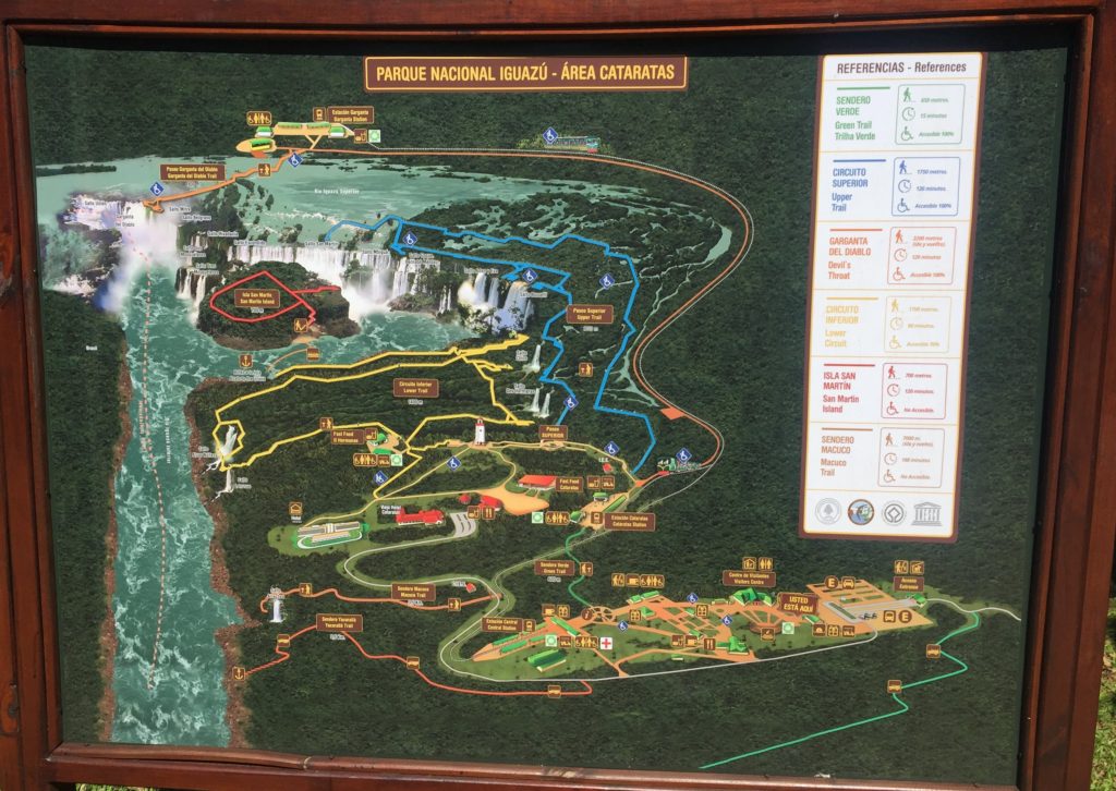 Map of Iguazu Park on Argentina Side