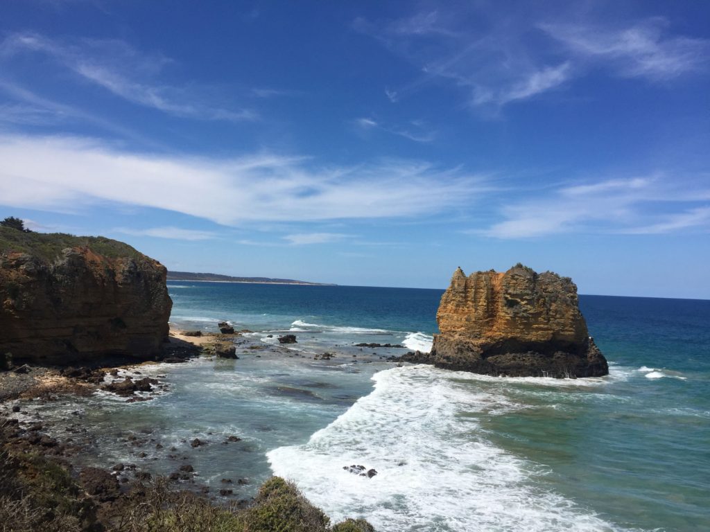 Airey’s Inlet sandstone rocks Great Ocean Road Australia