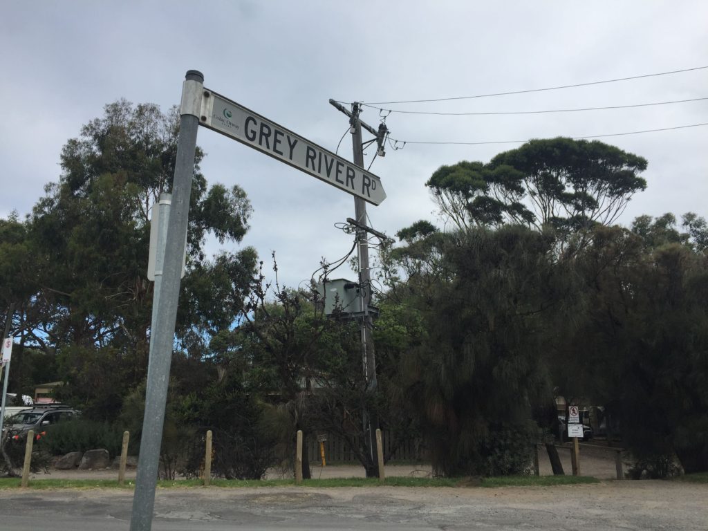 Grey River Road sign Great Ocean Road Australia