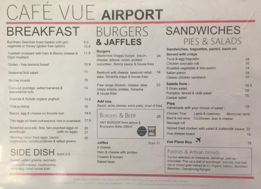 Cafe Vue Melbourne Airport