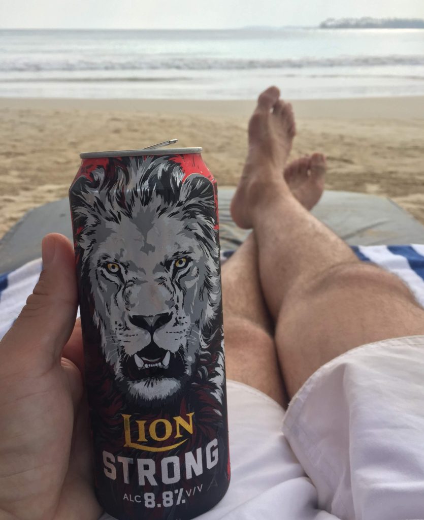 Dickwella beach with Lion beer