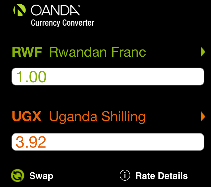Rwandan Franc to Uganda Shilling