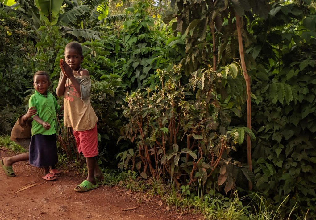 Children waving in Rwanda